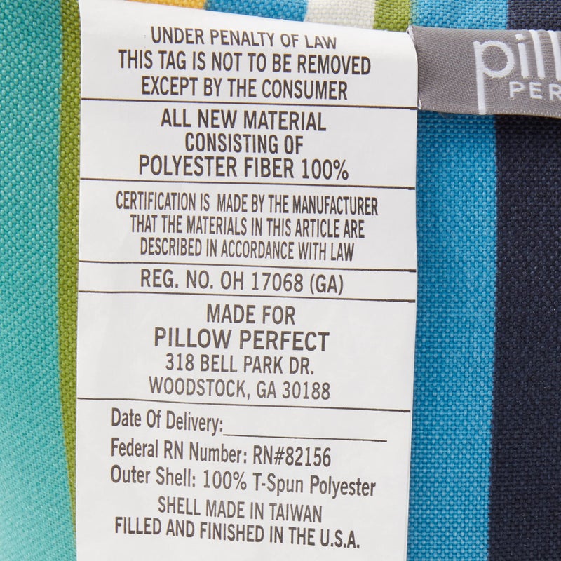 Pillow Perfect Stripe Indoor/Outdoor Chair Seat Cushion with Ties, Tufted, Weather, and Fade Resistant, 18.5" x 19", Blue/Green Topanga, 2 Count - Image 4